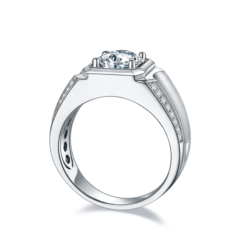 海波款S925银镀白金MoissaniteMen's Ring2ctD级